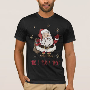 Camiseta de manga corta negra de Santa Claus