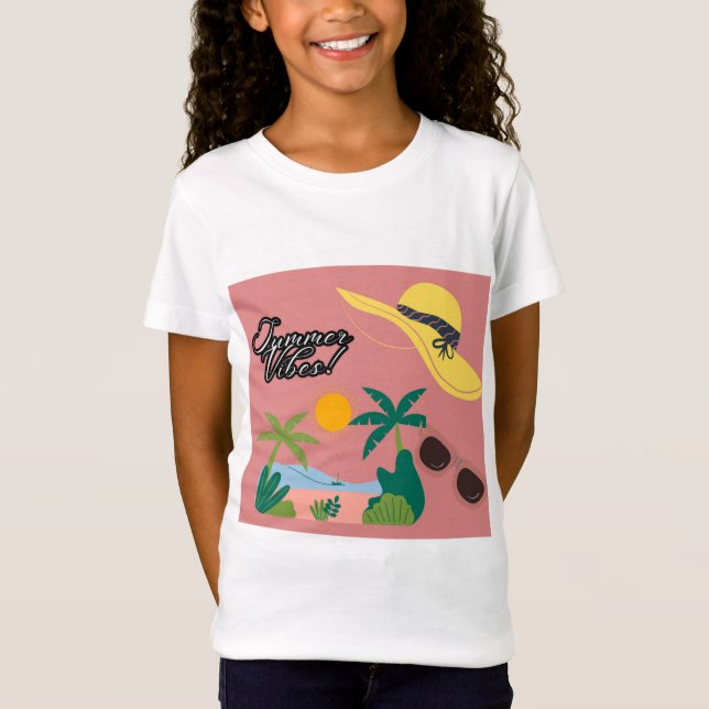 Camiseta de manga corta para niñas con ambiente de (Anverso)