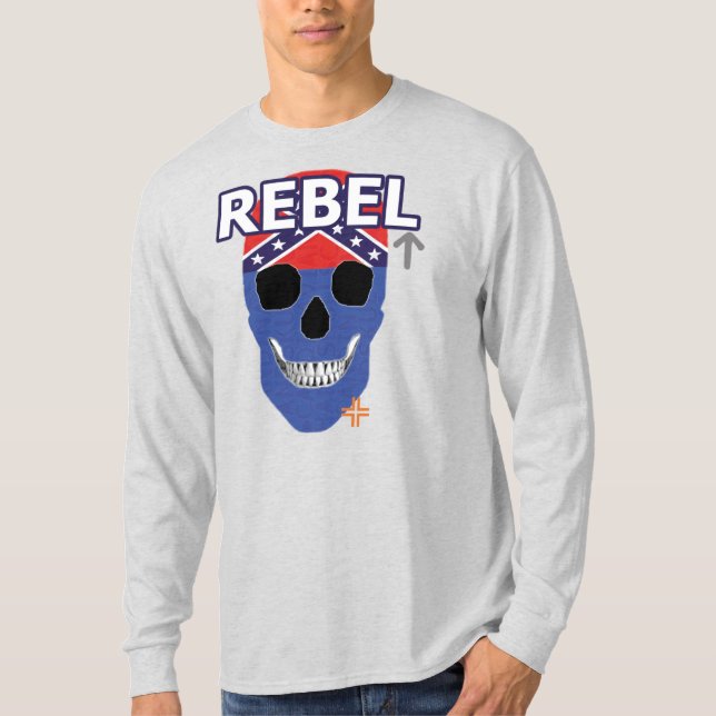 Camiseta de manga larga azul HANDSKULL Rebel B2 (Anverso)