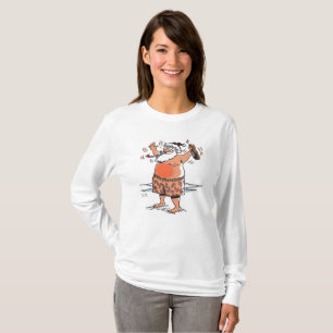 Camiseta de manga larga blanca de Santa mujeres bo