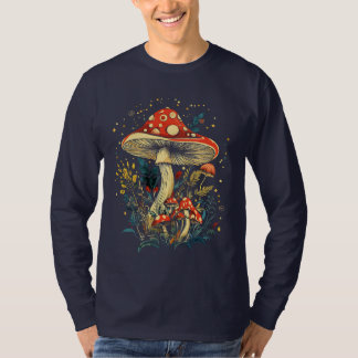 Camiseta de manga larga botánica de hongo Amanita 