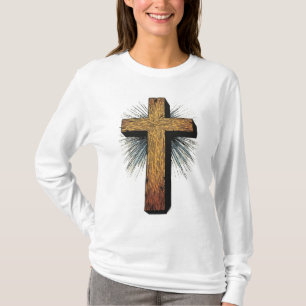 Camiseta de manga larga con cruz cristiana audaz p