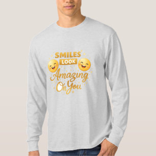 Camiseta de manga larga con estampado de sonrisa d