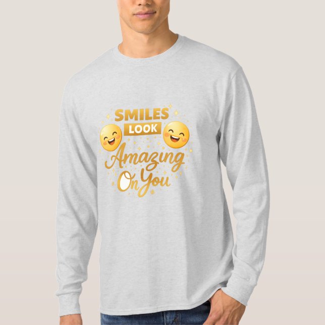 Camiseta de manga larga con estampado de sonrisa d (Anverso)