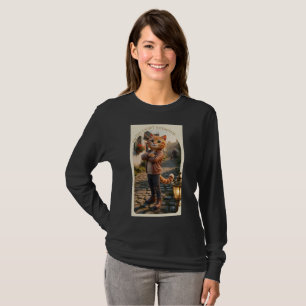 Camiseta de manga larga con gato pelirrojo en chaq