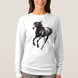 Camiseta de manga larga con pintura de caballo