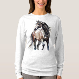 Camiseta de manga larga con pintura de caballo