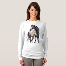 Camiseta de manga larga con pintura de caballo