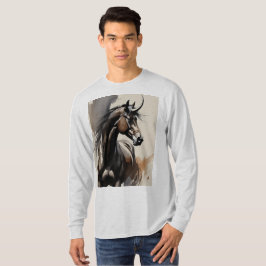 Camiseta de manga larga con pintura de caballo