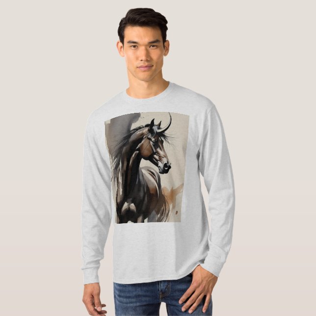 Camiseta de manga larga con pintura de caballo (Anverso completo)