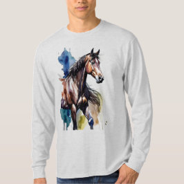 Camiseta de manga larga con pintura de caballo