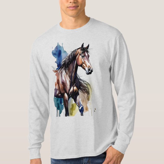 Camiseta de manga larga con pintura de caballo (Anverso)