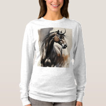 Camiseta de manga larga con pintura de caballo