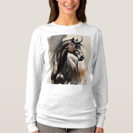 Camiseta de manga larga con pintura de caballo