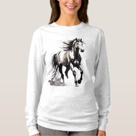 Camiseta de manga larga con pintura de caballo