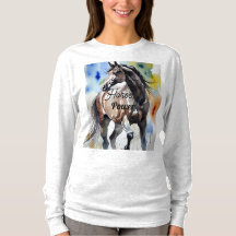 Camiseta de manga larga con pintura de caballo
