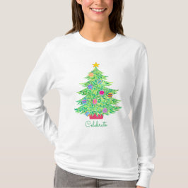 Camiseta de manga larga de árbol de Navidad