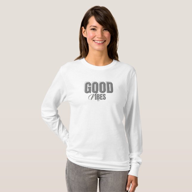 Camiseta de manga larga de buenos vibradores negro (Anverso completo)