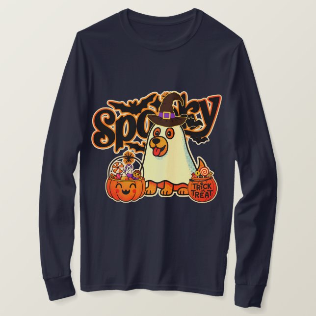 Camiseta de manga larga de calabaza fantasma espel (Anverso del diseño)