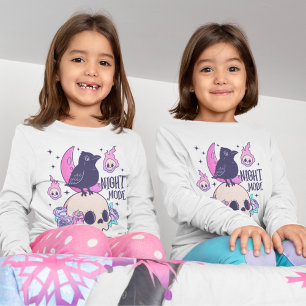 Camiseta de manga larga de cráneo y cuervo pastel 