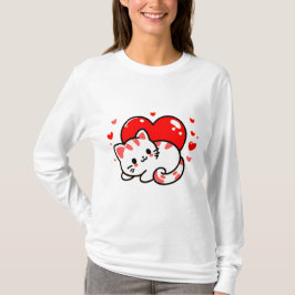 Camiseta de manga larga de dibujo de Heart&Cat