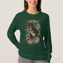 Camiseta de manga larga de dinosaurio floral vinta