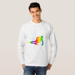 Camiseta de manga larga de esquí colorido arcoíris