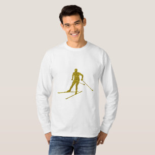 Camiseta de manga larga de esquí de fondo dorado