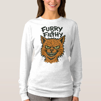 Camiseta de manga larga de gato "Furry & Filthy"