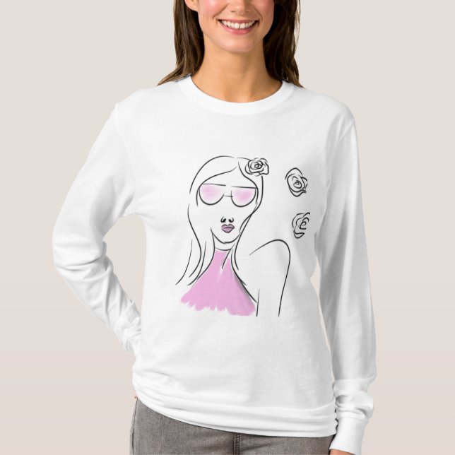 Camiseta de manga larga de Ilustracion de moda de  (Anverso)