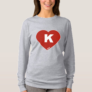 Camiseta de manga larga de K-Heart roja y blanca d