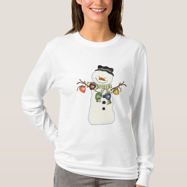 Camiseta de manga larga de Nano blanco y navidades (Anverso)