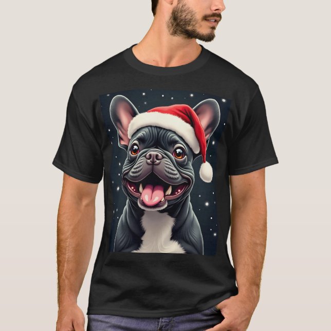 Camiseta de manga larga de Navidad de Bulldog Fran (Anverso)