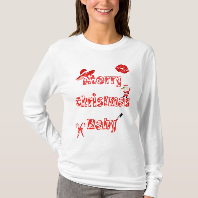 Camiseta de manga larga de Navidades blancos para  (Anverso)