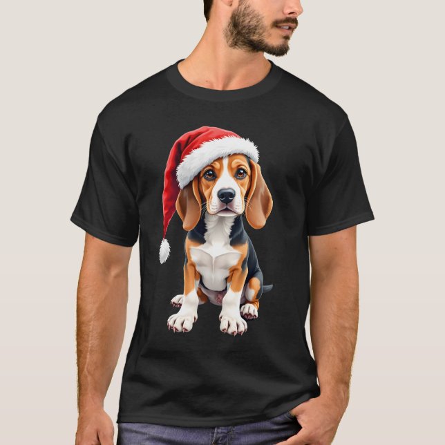Camiseta de manga larga de perro de Navidad Beagle (Anverso)