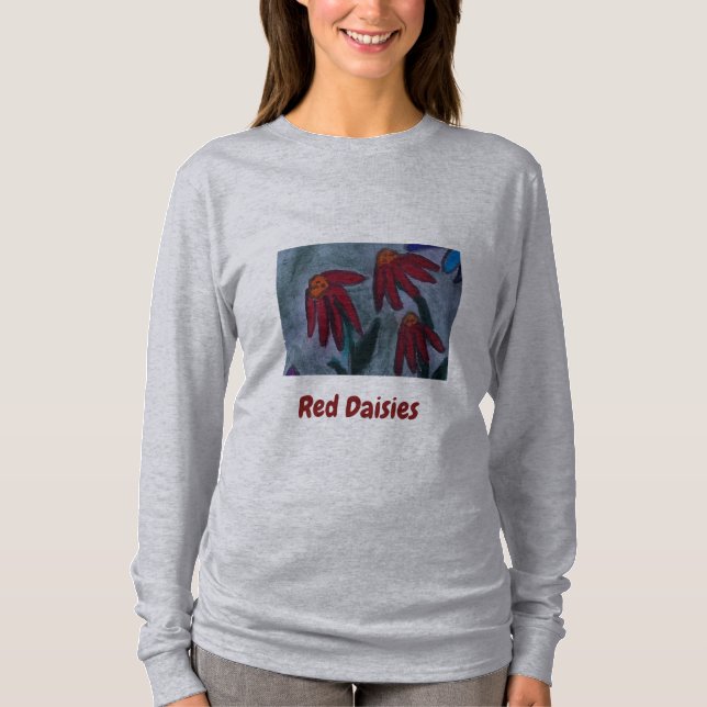Camiseta de manga larga de Red Daisies (Anverso)