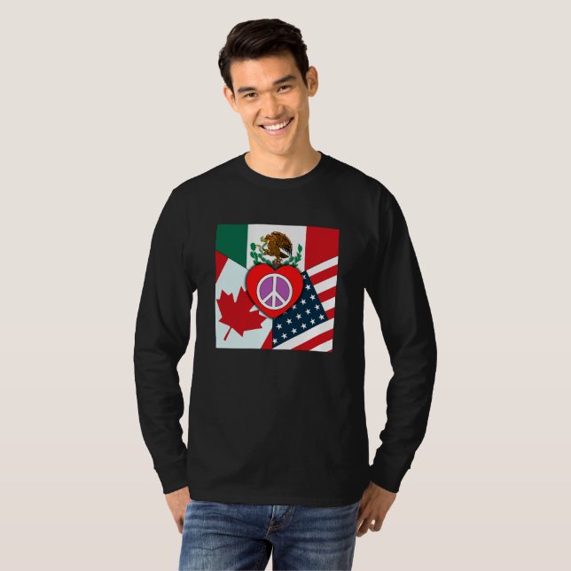 Camiseta de manga larga de Unisex Canadá-México-Es (Anverso completo)