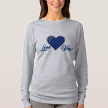 Camiseta de manga larga del corazón azul