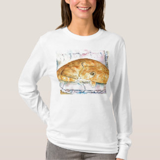Camiseta de manga larga del gato el dormir