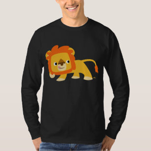 Camiseta de manga larga del león dañoso del dibujo