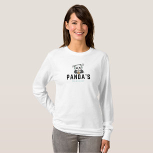 Camiseta de manga larga del Panda azul negro