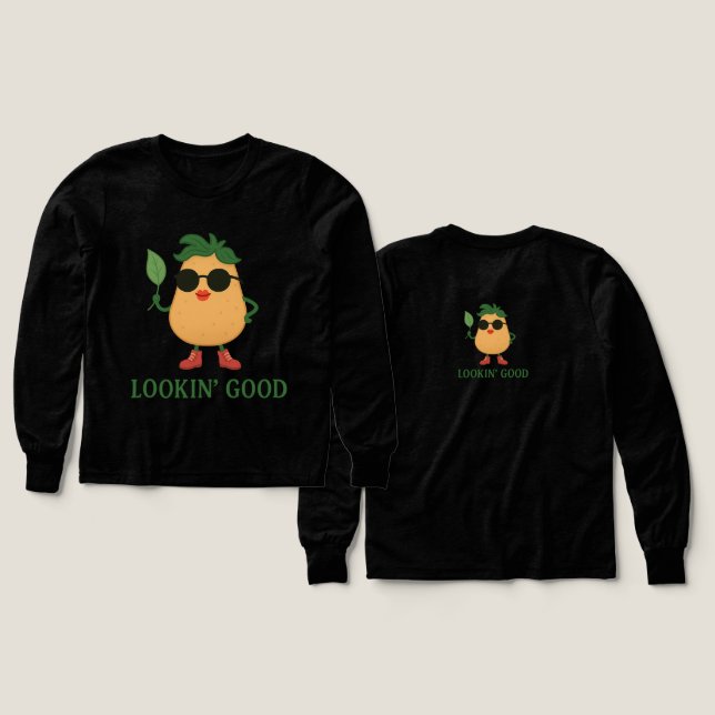 Camiseta de manga larga Funny Potato Boys (Diseño frontal y trasero)