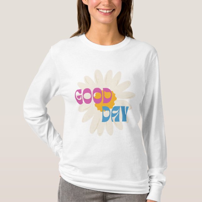 Camiseta de manga larga Good Day Retro Daisy Flowe (Anverso)