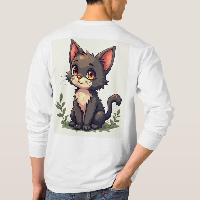 Camiseta de manga larga impresa en un gato (Reverso)