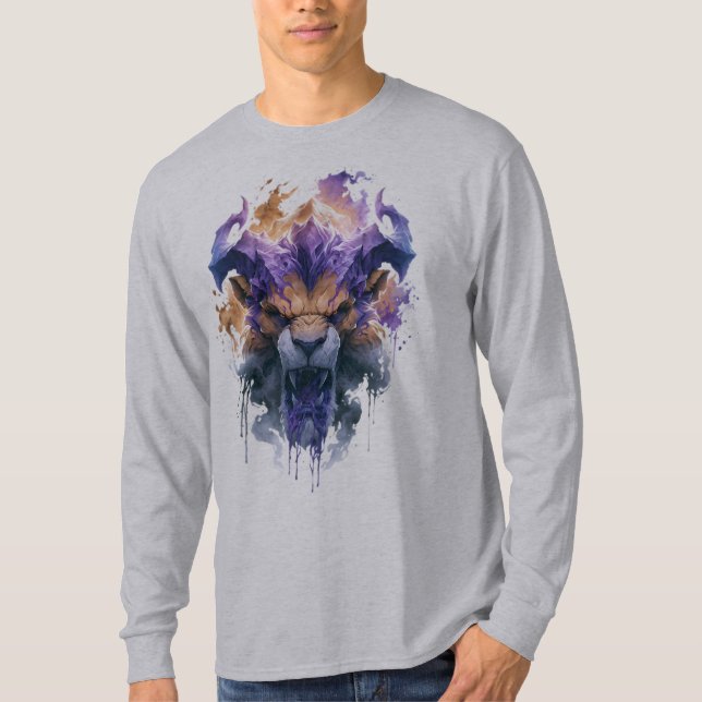 Camiseta de manga larga León de Fantasía Rugiente (Anverso)