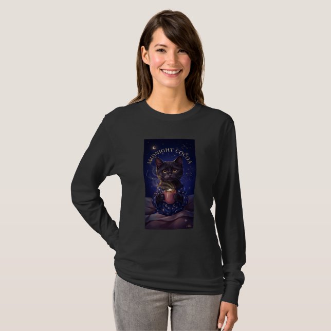Camiseta de manga larga Midnight Cocoa Black Cat (Anverso completo)