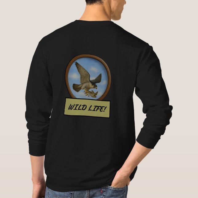 Camiseta de manga larga negra halcón peregrino (Reverso)