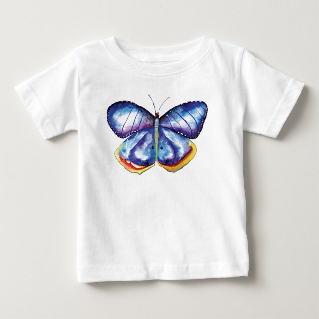 Camiseta de manga larga para bebé de mariposa azul (Anverso)