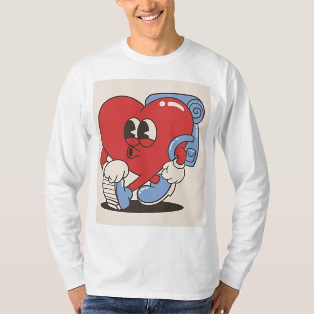 Camiseta de manga larga para el diseño del corazón (Anverso)