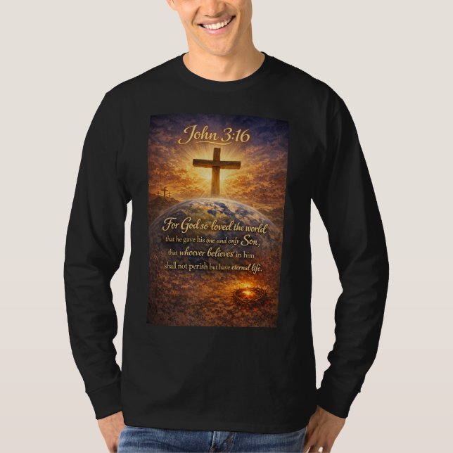 Camiseta de manga larga para hombre con versículo  (Anverso)